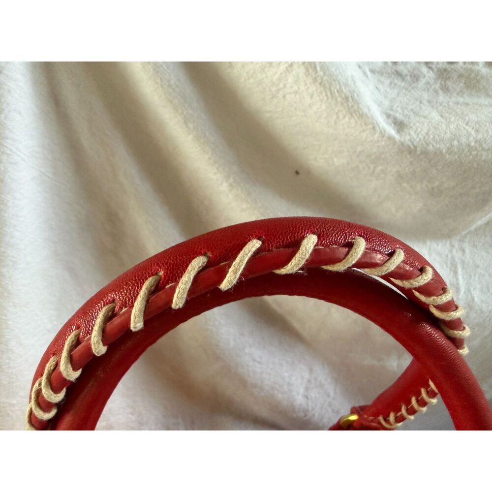 Wicker Purse w/ Red Leather Accents MCM Golden Girls 90's Y2K Grandma Old Money - Picture 7 of 13